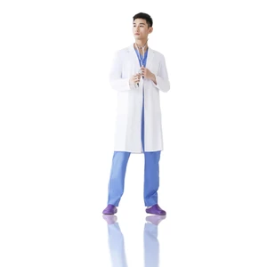 White Doctor Lab Coat Chemistry Long Sleeve Medical Coat for Men