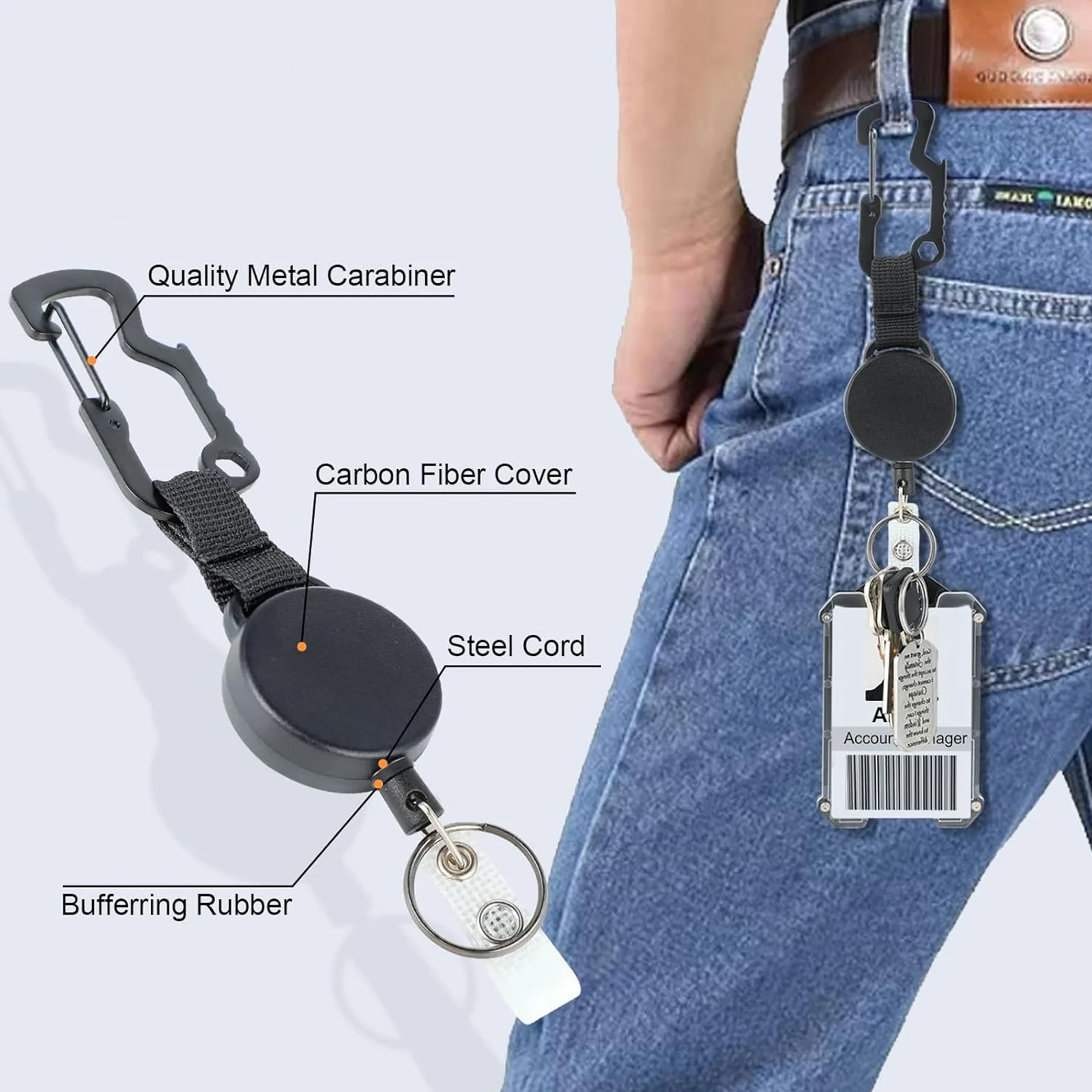 IStapromo GiftsTactical ID Card Holder Retractable Key Chain Badge Holder Reel ID Badge Clip Reel Key Ring Holder With Steel