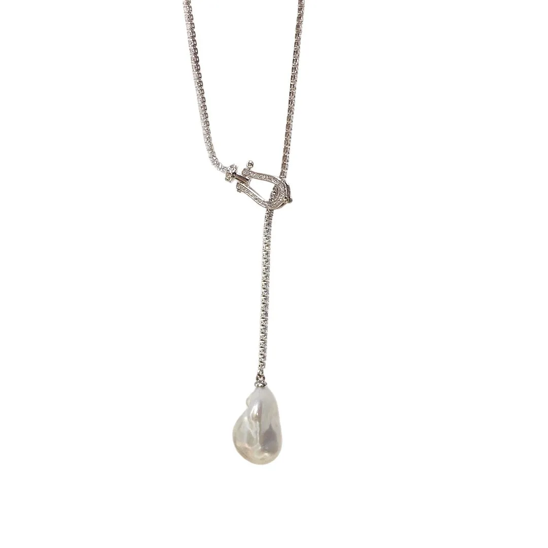 Baroque Freshwater Pearl Necklace with Zircon