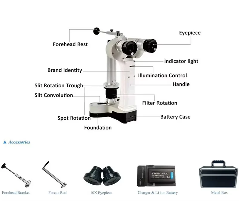 HSL-600 Portable Slit Lamp Ophthalmology Equipment Binocular Handheld Portable Slit Lamp for Eye Examination Diagnostic Device