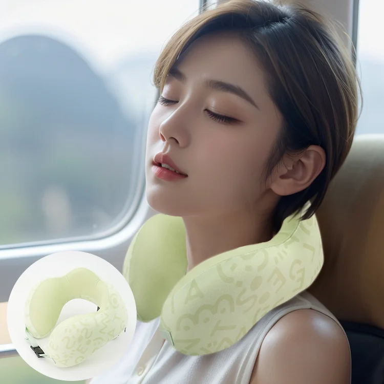 U Shaped Adjustable Memory Foam Travel Pillow Portable Cooling Massage Flight Neck Pillow for Car Office Home Logo Camping
