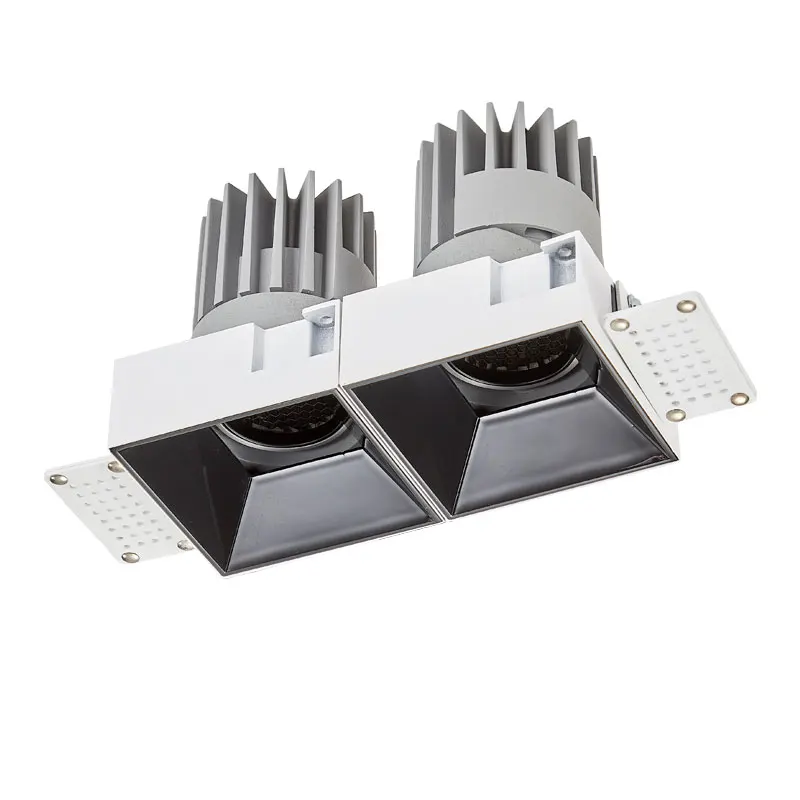 Квадратный безразмерный светодиодный потолочный светильник для отелей домашних торговых центров 2*15 Вт Двойные головки утопленный прожектор