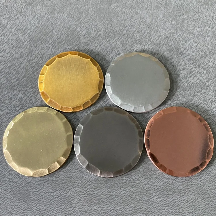 2024 New Design Metal Brass Silver Aged Style 40mm Handmade Forged Square Shape Blank Copper Golf Ball Marker details