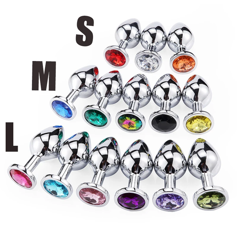 Kovida 3Pcs/Set S M L Metal Anal Plug Stainless Sexy Toy Crystal Jewelry  Anal Dildo Fetish Adult Sex Toy Anal Butt Plug for Men