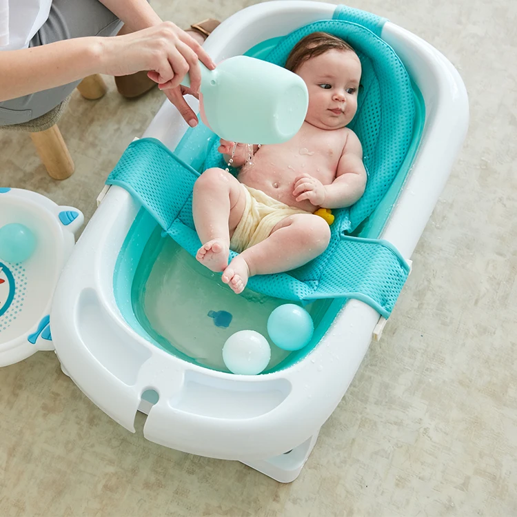 
Синяя Экологически чистая силиконовая противоскользящая подставка большое пространство складной пластиковый banheira de bebe 