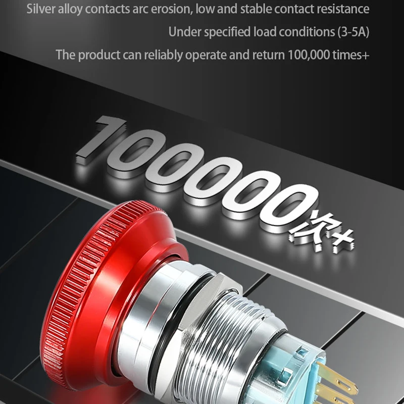 Mushroom Push Button Switches Waterproof Momentary Electrical Latching Industrial Emergency Stop Push Button Switch for Machine