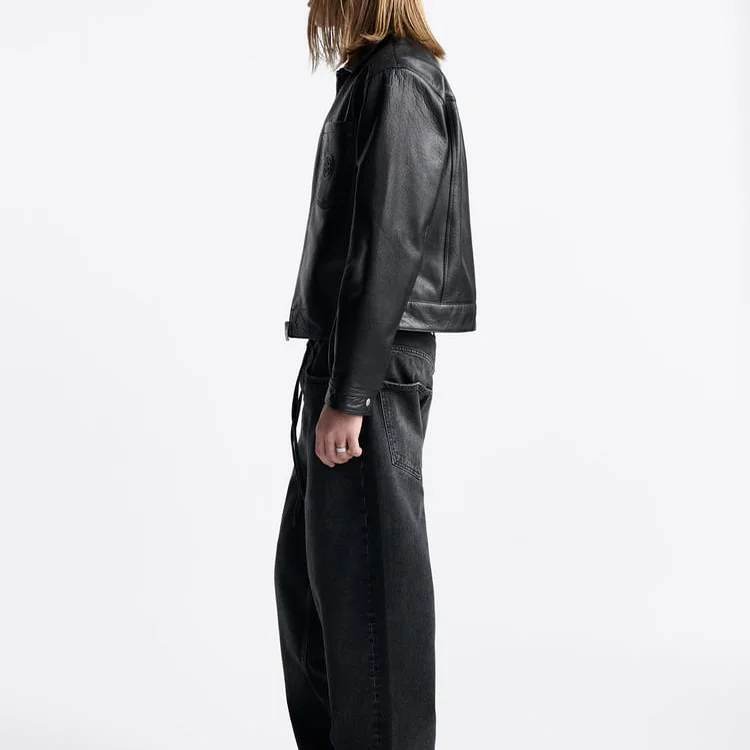 Popular Design flap pocket printed leather jackets for men_voghion.com