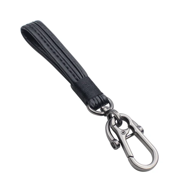 Leather Car Keychain, Handmade Woven Keychains for Women and Men, Universal Key Fob Holder with 360 Degree Rotatable