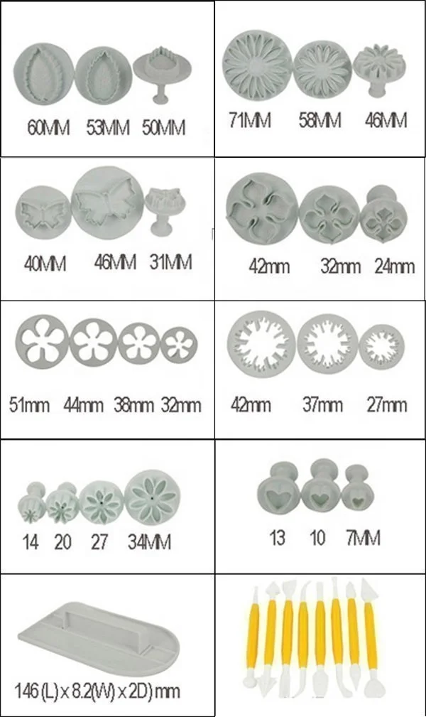 Factory Outlets Various Different Shape Plastic Plunger Fondant Cutter Set Cookie Cutter Letter Cutter