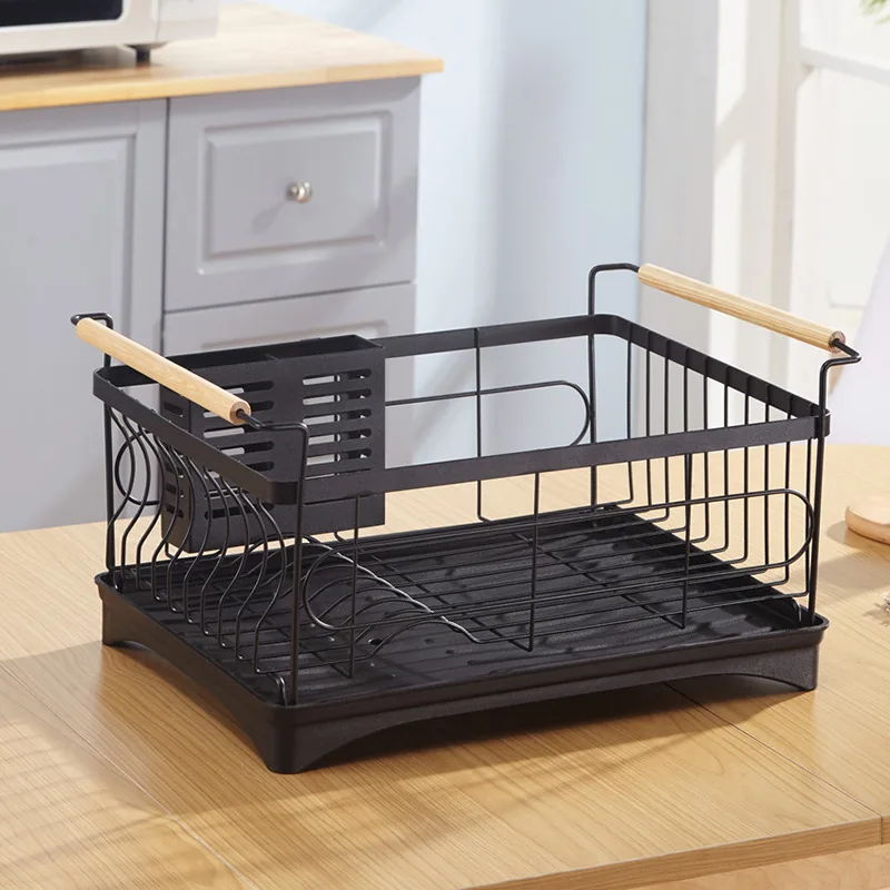 1-3 Tiers Dish Drying Rack Holder Basket Plated Iron Home Washing