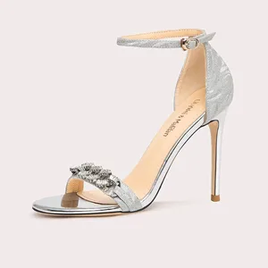 Lily Wei Wholesale Custom Made Sexy High Heel Design Crystal Ladies Sandals Stiletto Women Heels for Wedding Party