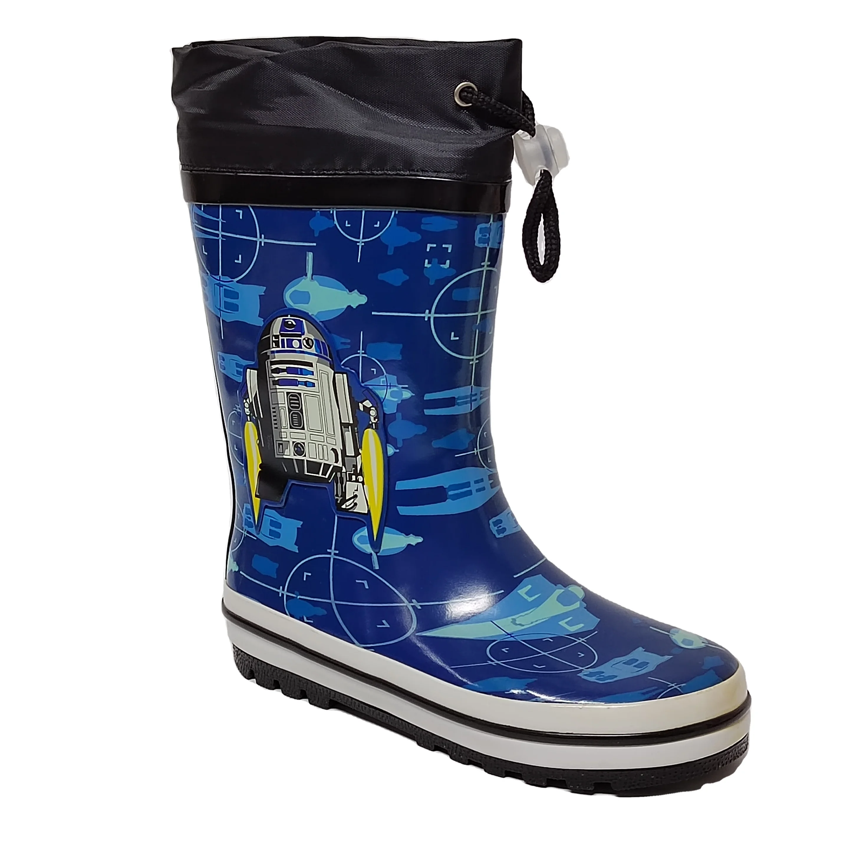 Private Label Customized Size unicorn Cartoon Characters Printed Rubber pink Children's Rain Boots with Lace up Back
