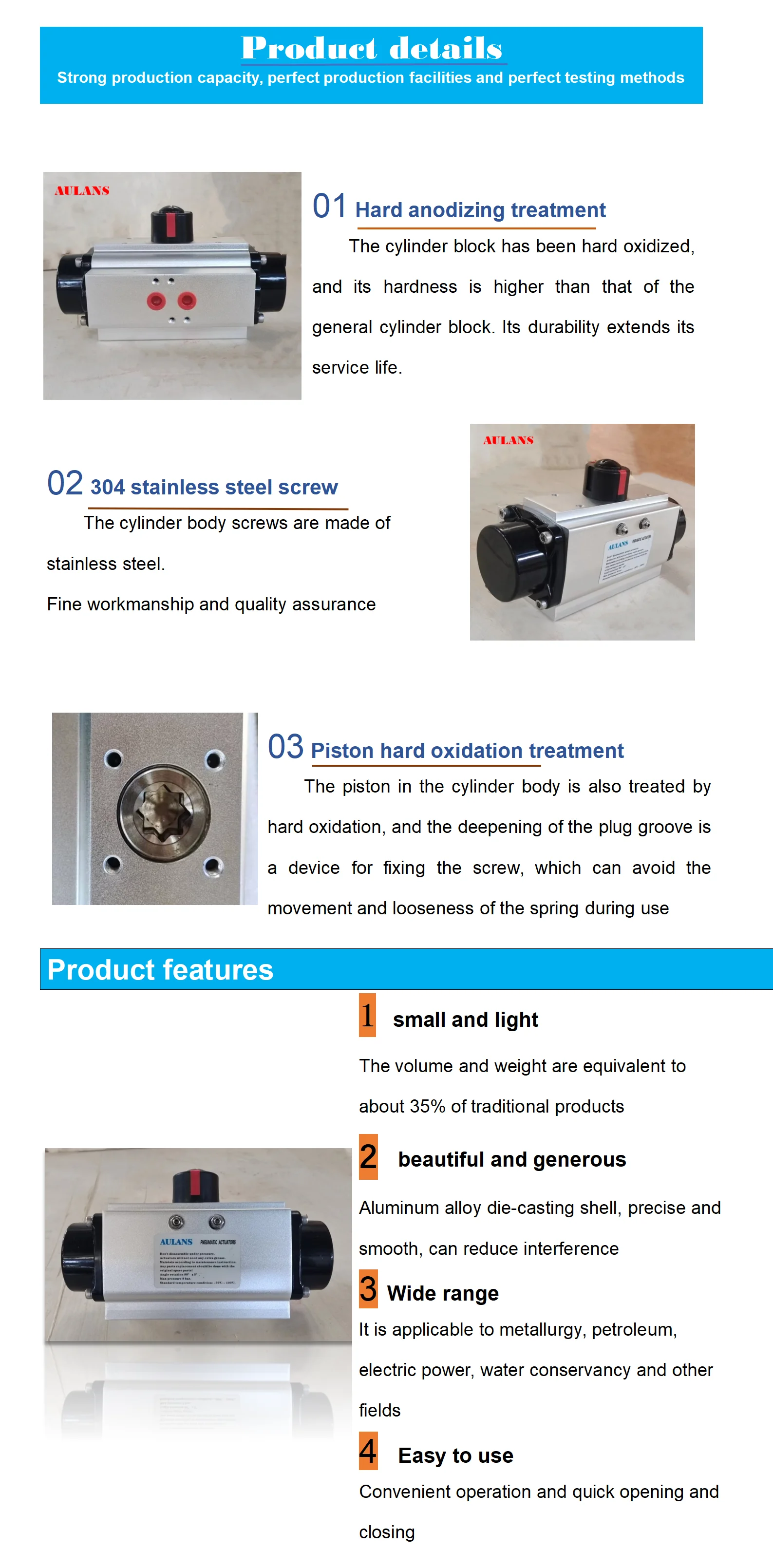 Single Acting Pneumatic Actuator, Aluminum Alloy Pneumatic Single ...