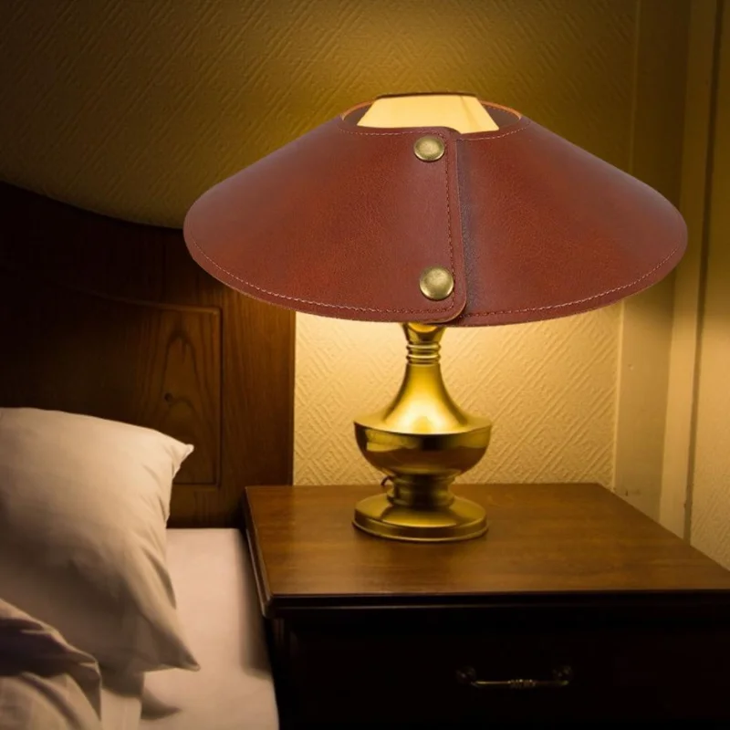 Искусственная кожа абажур настольной лампы простые классические абажур лампы изготовленным на заказ логосом абажур кольца