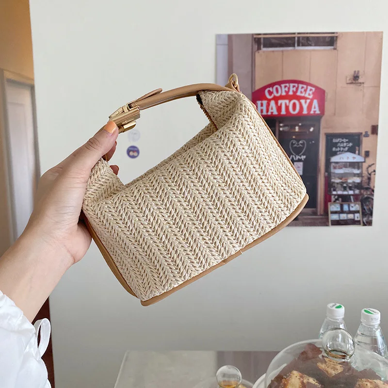 2020 nuevas de paja hechos a mano bolso pequeño de paja cubo de bolsas de  dama