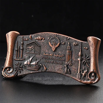 Customized Metal 3D Ornaments, Creative Scroll Shape, Customized Retro Red Copper Tourist Landscape Architecture