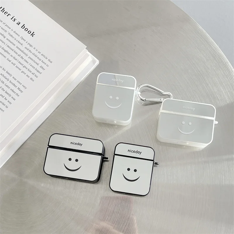 Оптовая продажа, чехол для наушников Apple Airpods 1, 2, мультяшное зеркало, улыбающееся лицо, защита от потери, Силиконовая защита для Air Pods Pro, чехол на заказ