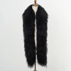 Новый дизайн пушистые длинные меховые шарфы женский шарф из натурального монгольского