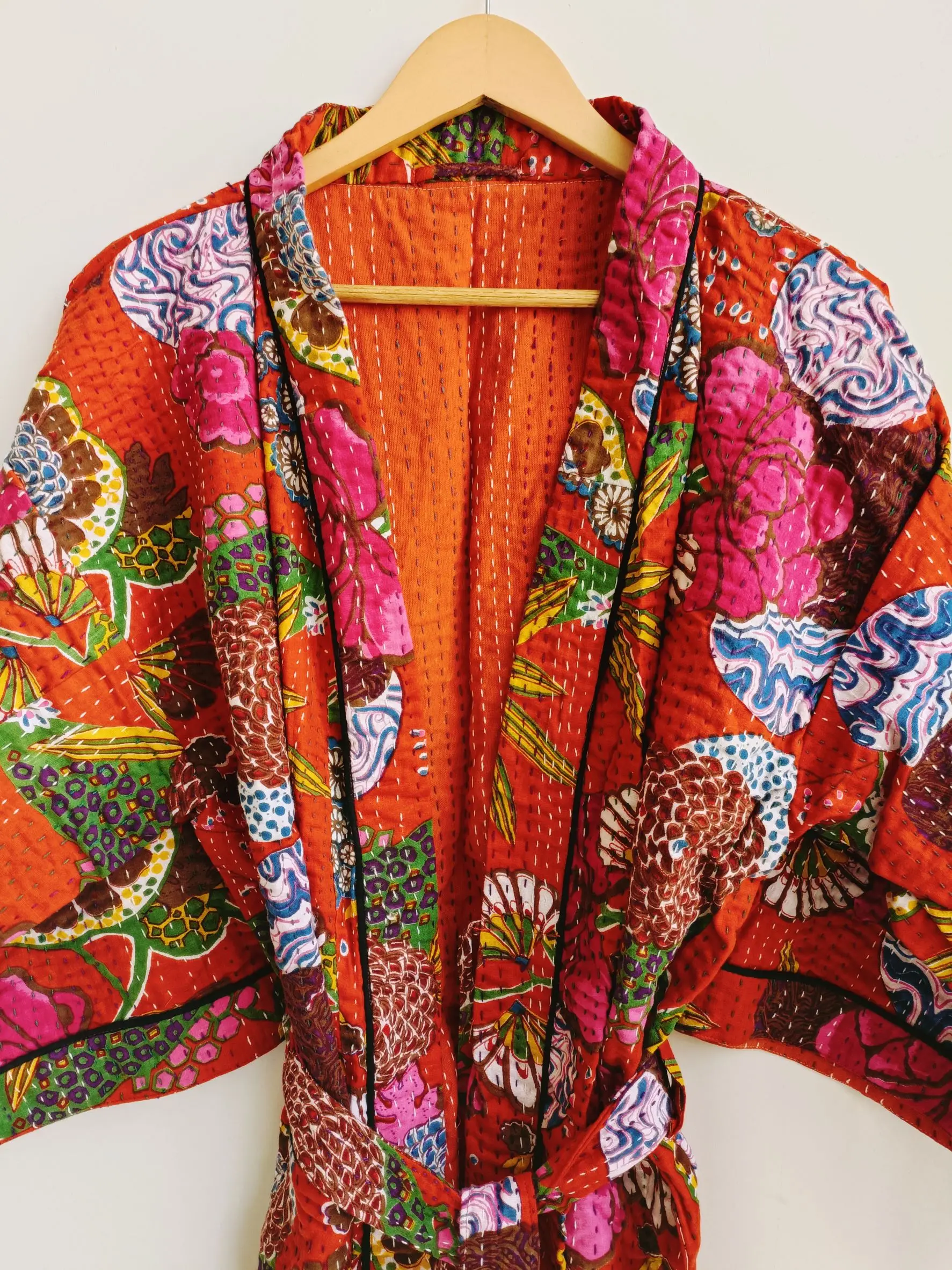 Ladies Wear Vintage Kantha Handwork Robe Luxury Premium Quality Kimono