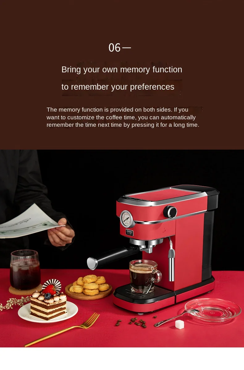 New Italian Coffee Machine Household Semi Automatic Latte art steam coffee machine milk frother