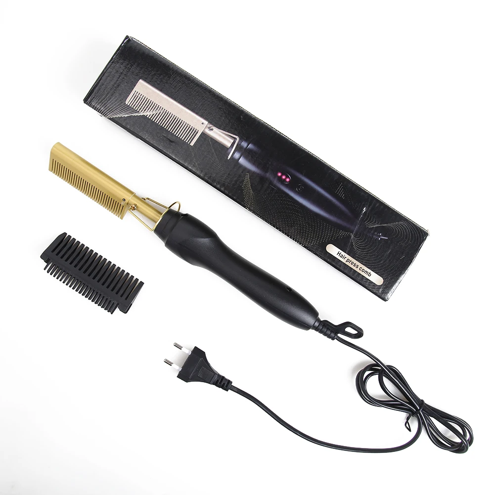 2 In 1 Hot Comb Straightener Electric Straightener Hair Curler Wet Dry