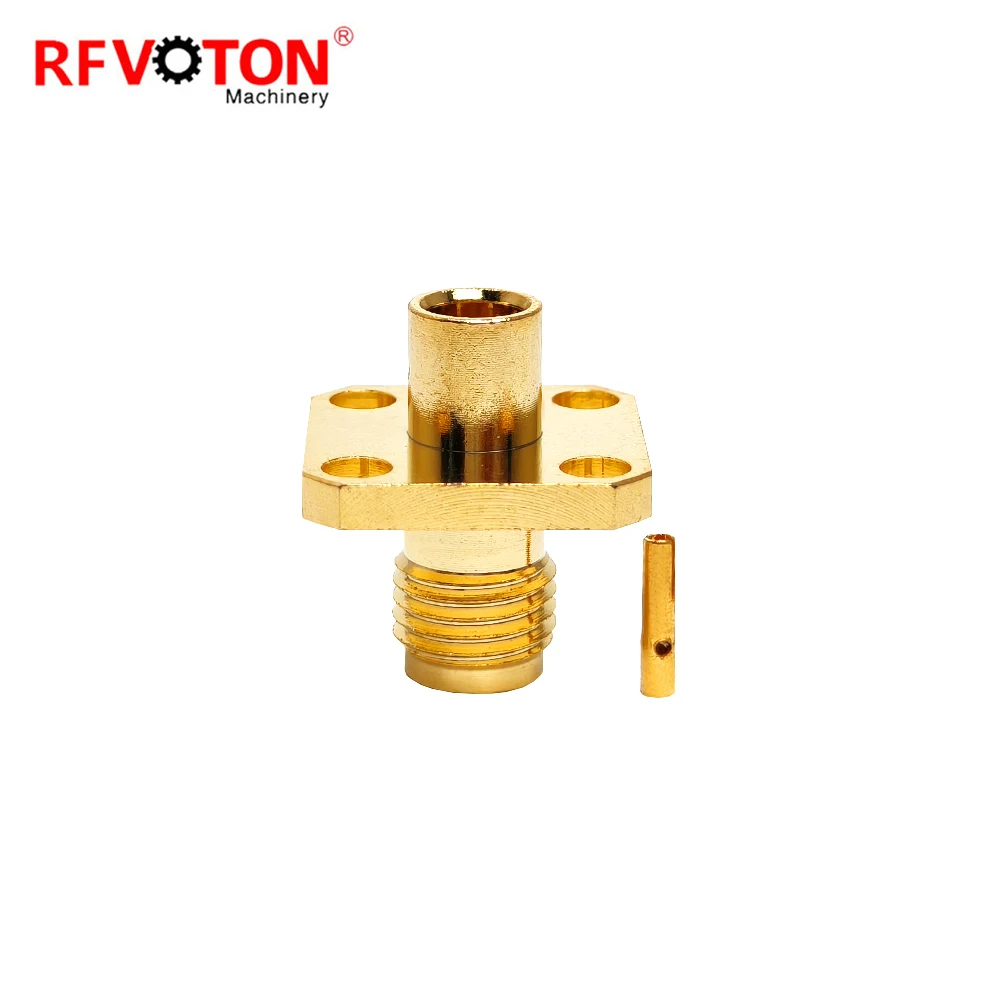 Factory Supply SMA Female  4-Holes Flange Panel Solder Semi-Rigid RG402 0.141