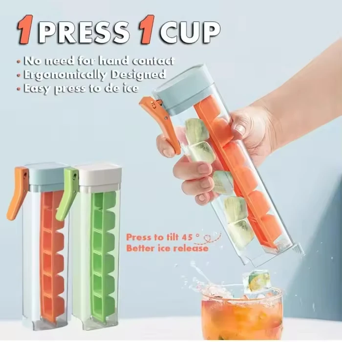 Summer New Kitchen Tools Hot Selling Ice Cube Mold Food Grade Press Ice Tray Household Ice Maker With Storage Box