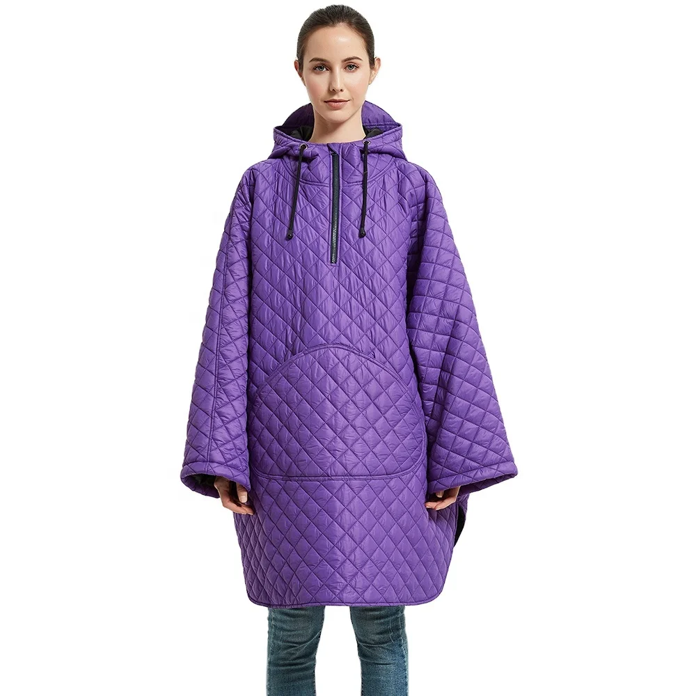 Пончо из переработанного термопласта GRS для женщин, экологически чистая стеганая куртка оверсайз Rpet, устойчивая уличная одежда