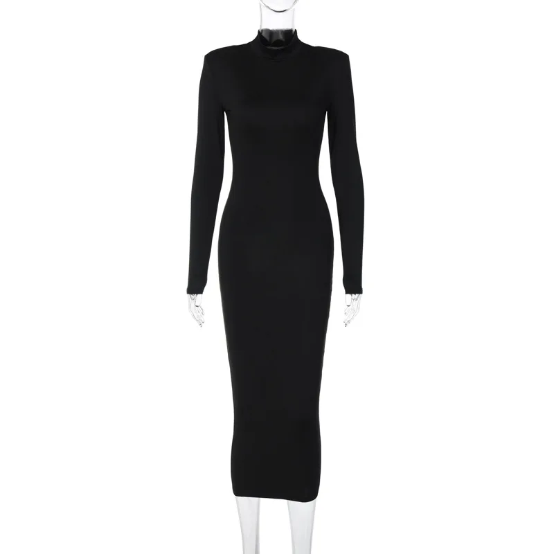 Women's clothing Autumn new fashion solid color slim-fit turtleneck long sleeve elegant dress Wholesale