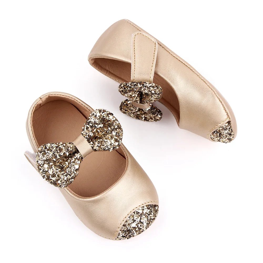 0-1 Year Old Baby Shoes Fancy Bling Bow Knot Rubber Sole Princess Shoes Newborn Toddler Shoes 2025 factory