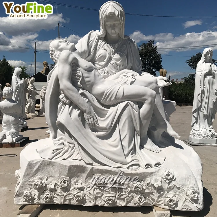 宗教的ミケランジェロガーデンストーン白色マーブルピエタ像 H165CM