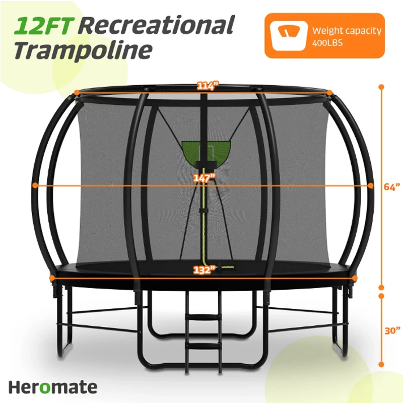 Zoshine 16FT Aesthetic Pumpkin Trampoline Set Ultimate Outdoor