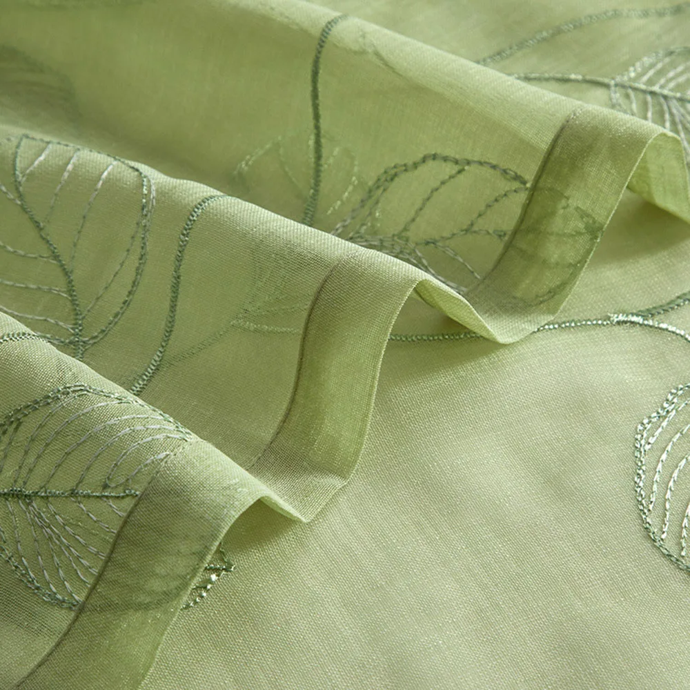 Simple Brief Contemporary Multicolor Embroider Indoor Living Room Canteen Balcony Window Door Floral Cloth Curtain