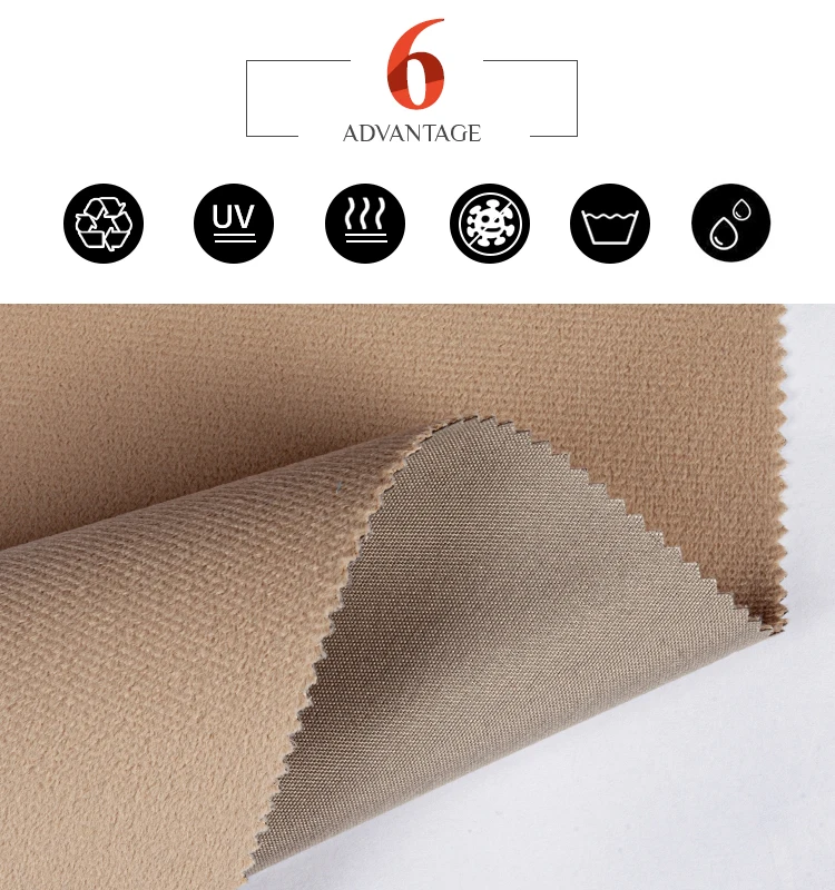 Solid Dyed Beige Color Velvet Fabric Soft Fleece Curtain Fabric Anti Ultraviolet Heavy Hotel Room Curtain Fabric