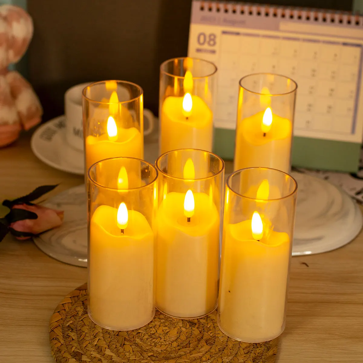 Transparent plastic cup wax flameless LED candle home decoration Christmas holiday atmosphere light party night light