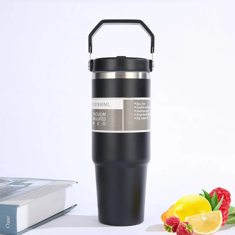USA WAREHOUSE Blank Vacuum Double Insulated Coffee Travel Mug 20oz 30oz Stainless Steel Handle Business Gifts Leak-Proof BPA