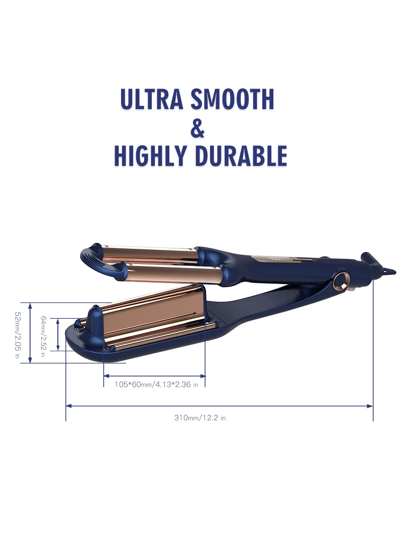 Lena 2024 Custom 19mm Electric Titanium 3 Barrel Crimper Hair Crimping