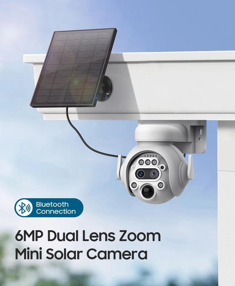 Ubox App 6mp 12x Zoom Dual Lens Wifi 4G Solar Camera Colorful Night Vision Motion Detection 4G Wireless Solar Security Camera