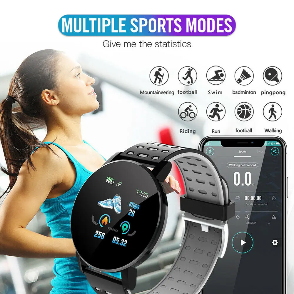 119s 119 Plus Inch BT Wireless Smart Watch GPS Waterproof SIM Camera  Screen 3D Heart Rate Monitor Fitness Tracker Reminder