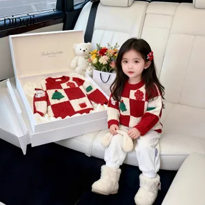 Winter New Children's Casual Knitted Warm Sweater Embroidered Christmas Design for Babies Thickened Comfortable