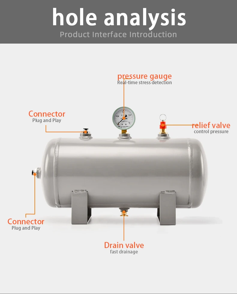 Air compressor parts 50L-B 13.2gallon horizontal carbon steel air pressure tank supplier