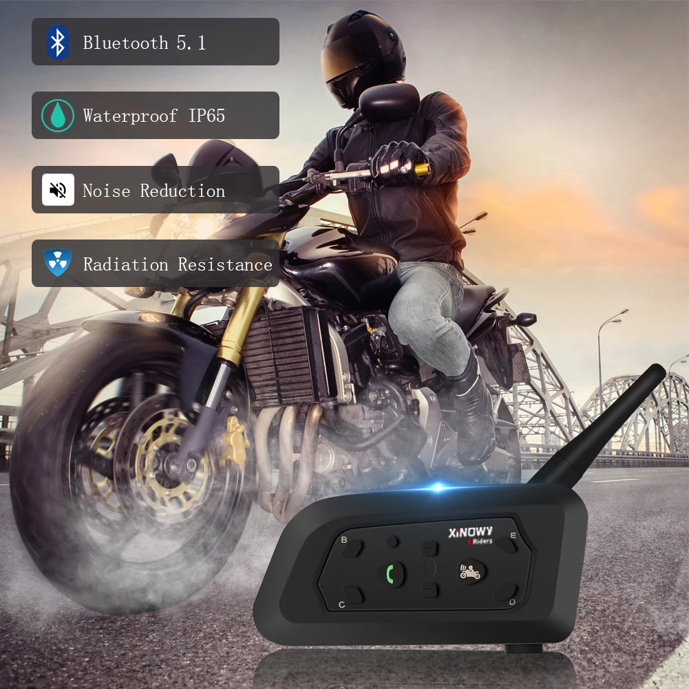 EJEAS V6 Pro Waterproof 6 Riders Motorcycle Bluetooth Helmet Intercom  Interphone