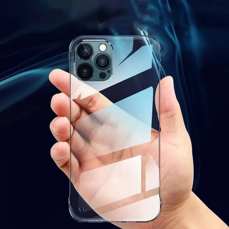 Сверхтонкий безрамочный прозрачный жесткий чехол для iPhone 15 16 17 Pro Max, ударопрочный бамперный прозрачный чехол, тонкий чехол для iPhone