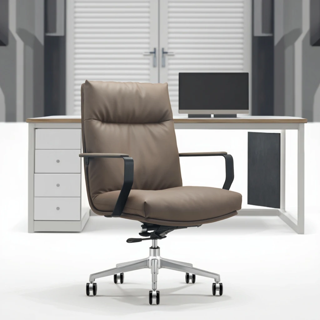 Modern Leather Ergonomic Adjustable Mid Back Executive Office Chair for Working Comfort 3
