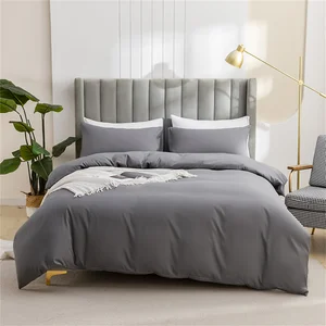Luxurious 3-Piece Solid Color Brushed Bedding Set Duvet Cover Pillowcases Home Use Available King Queen Twin Printed Adults