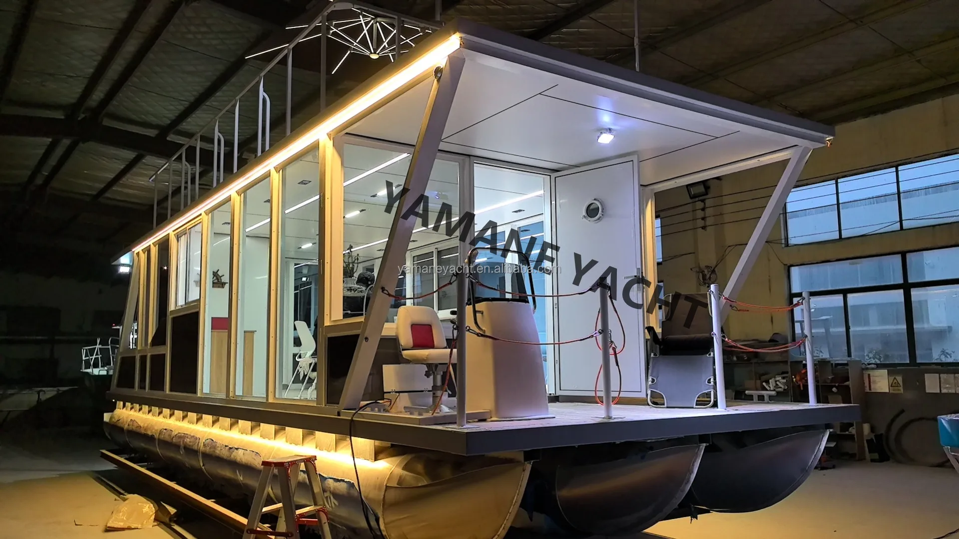 36ft Aluminum Water Floating Pontoon House Enclosed Home Boat Barge