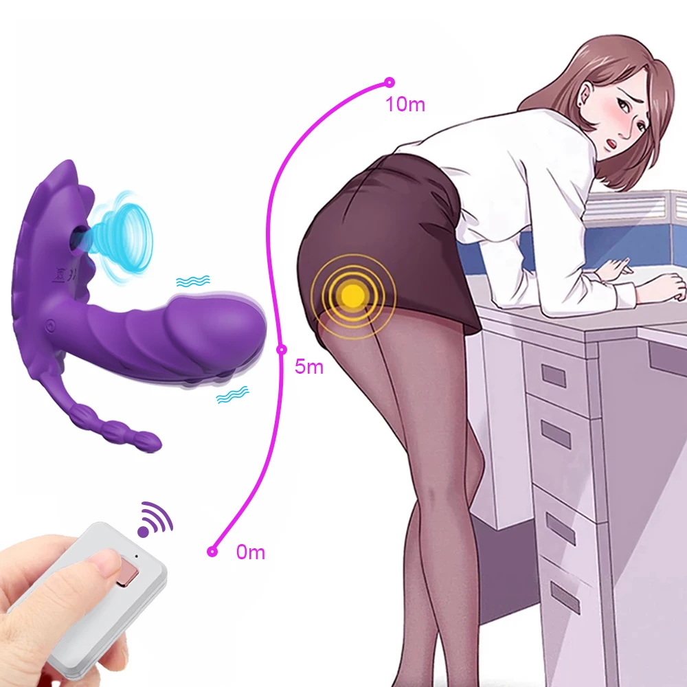3-in-1 Multiple Ways to Play Clitoris Sucking Nipple Massage Wearable Vibrator Vaginal Rod Massager Anal Butt Plug for Women