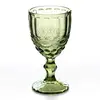 Clear Vintage Dark Green Embossed Pattern Goblet