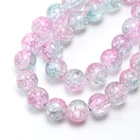 Pink Round Glass Beads Glassround 10mm Pink And Blue Crackle Round Glass Beads For DIY Jewelry Making