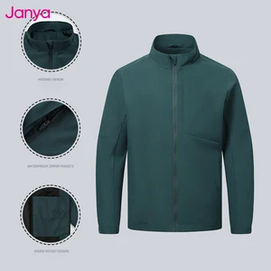 Janya 2026 New Custom Logo Men's Casual Sportswear Jacket Stand-Up Windproof Zipper Front Autumn Sports Jacket